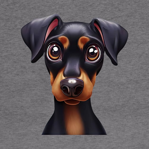 Small Version - Charming Doberman Pinscher Illustration by Art By Mojo